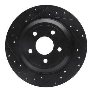 Ford Escape Brake Rotor (1) - Rear Left - R1 Concepts - Drilled & Slotted - Black - `16-`25